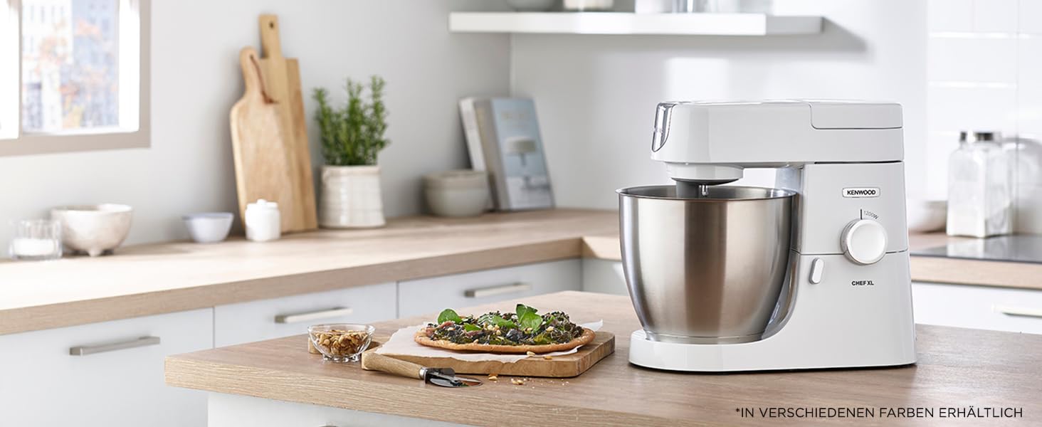 Кухонний комбайн Kenwood Chef XL KVL4100S з великою чашею 6.7 л з нержавіючої сталі, 1200 Вт, набір для випічки, срібний