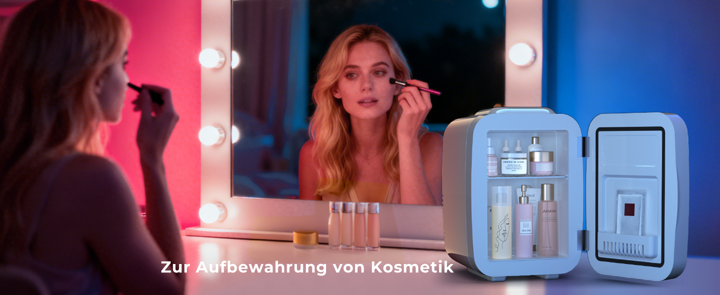 Міні-холодильник BEICHEN 4Л з RGB-підсвіткою, 2в1 (охолодження та підігрів) для напоїв, косметики та геймінгу, 220В/12В, білий