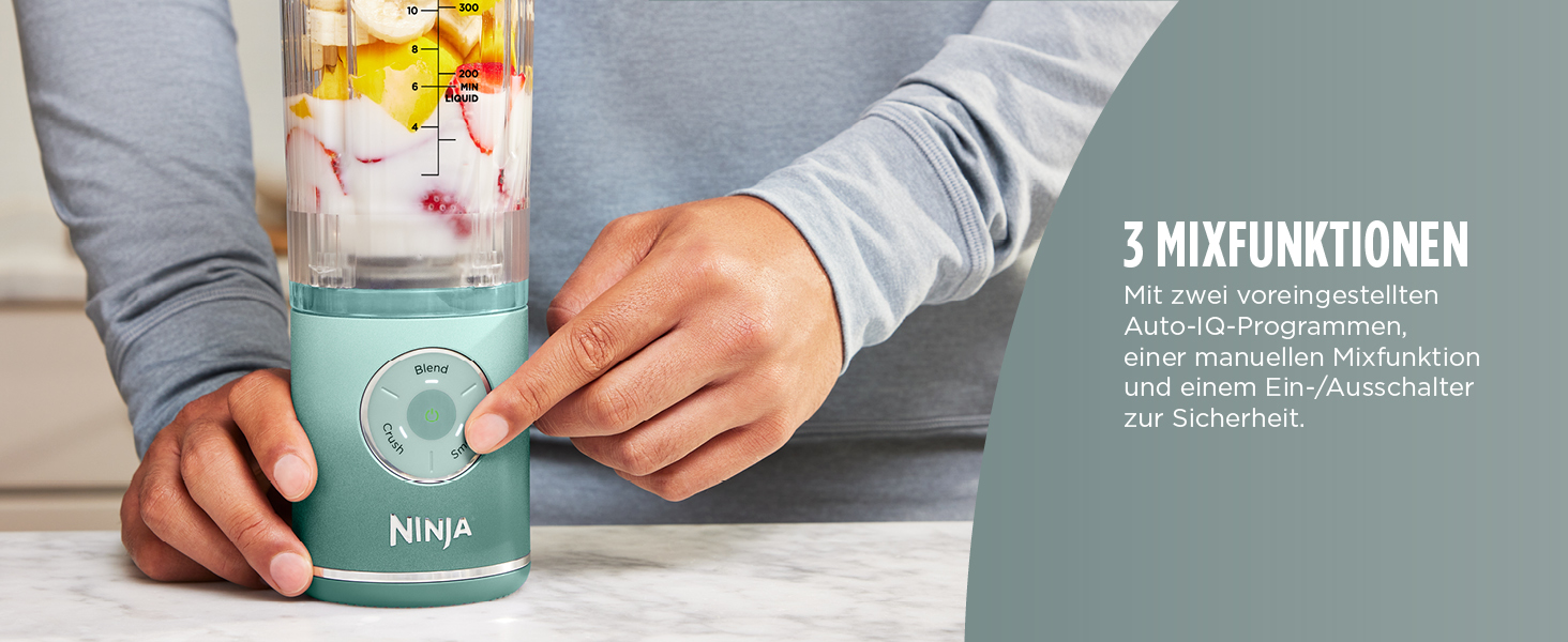 Портативний блендер Ninja Blast Max: 570 мл, акумулятор, 3 функції, для смузі та протеїнових коктейлів (BC251EULD)