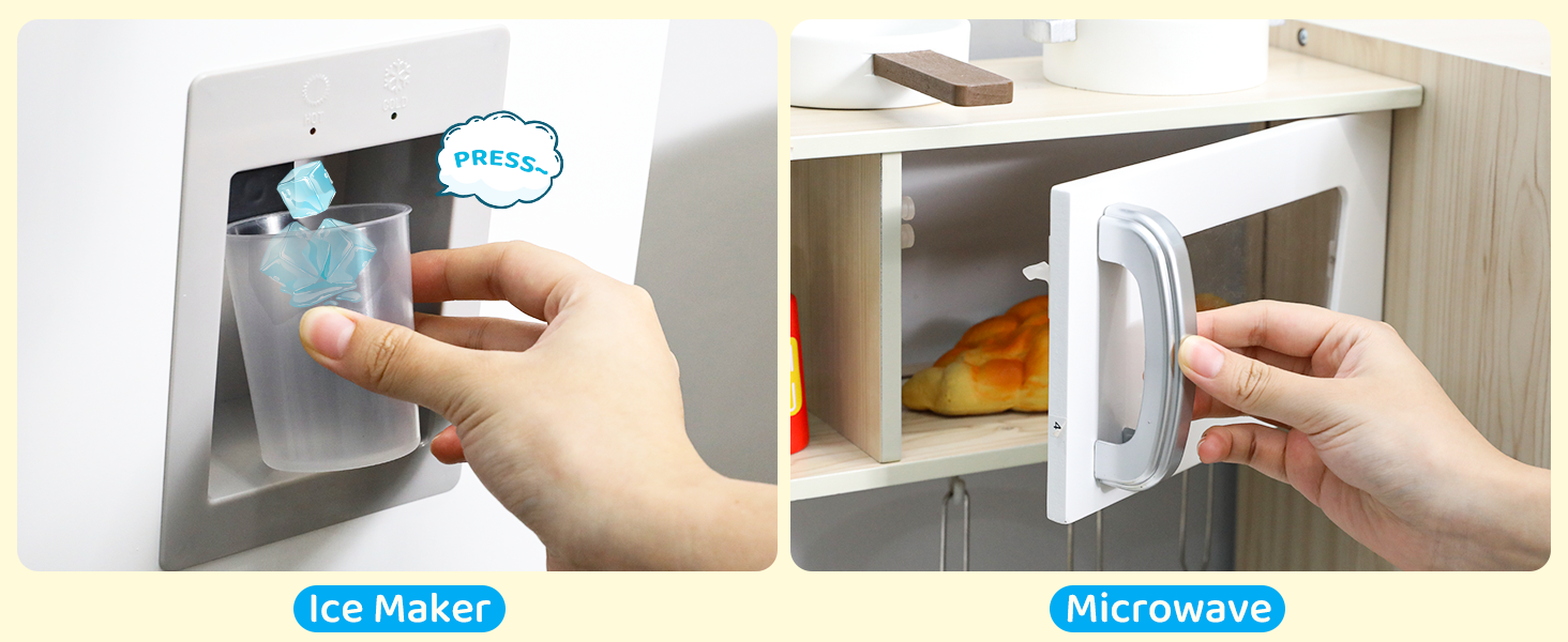 Дерев'яна дитяча кухня MAMIZO - іграшковий кухонний набір для дітей, 81x74x30 см, з підсвіткою та звуком, аксесуари, для дітей від 3 років, білий колір