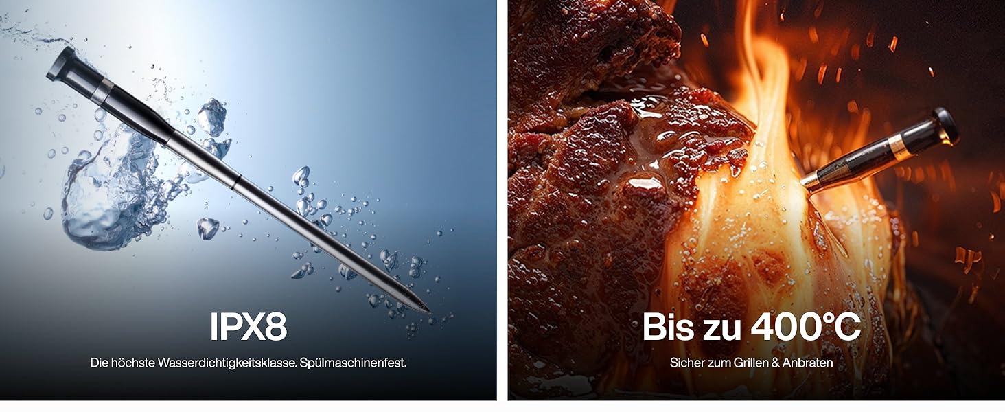 ThermoMaven P2 Розумний термометр для м'яса бездротовий – Bluetooth 5.3, 2 зонди, 6 сенсорів, Wi-Fi моніторинг, IPX8 водонепроникність, для гриля, духовки, кухні, фритюрниці