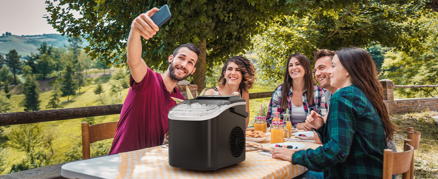 Машина для приготування льоду 12 кг/24 год, компактна модель 1,2 л, самоочищення, кошик/лопатка для льоду, 8 кубиків за 6-9 хвилин, для кухні/офісу/вечірки/дому/RV