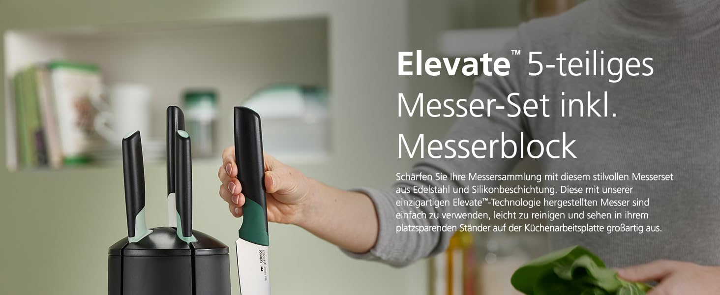 Набір ножів Joseph Joseph Elevate, 5 штук, поворотний, з японської сталі, чорний, багатобарвний