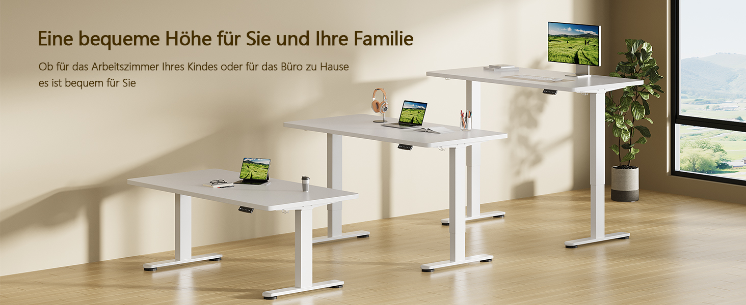 Регульований стіл, 160x80 см, електричний стоячий стіл з подвійним мотором, сенсорна панель, USB-A, кабель-менеджмент, стільниця 25 мм, ергономічний офісний стіл, білий