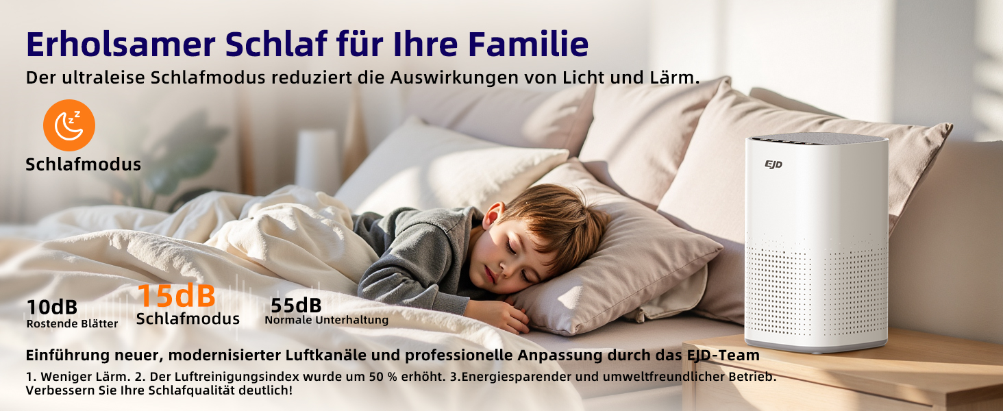 Повітряочисник для великих спалень до 70 м² з CADR 223 м³/год, тихий H13 HEPA повітряочисник з режимом сну 15 дБ, 3-в-1 фільтр видаляє 99,97% пилку, пил, шерсть тварин, запахи