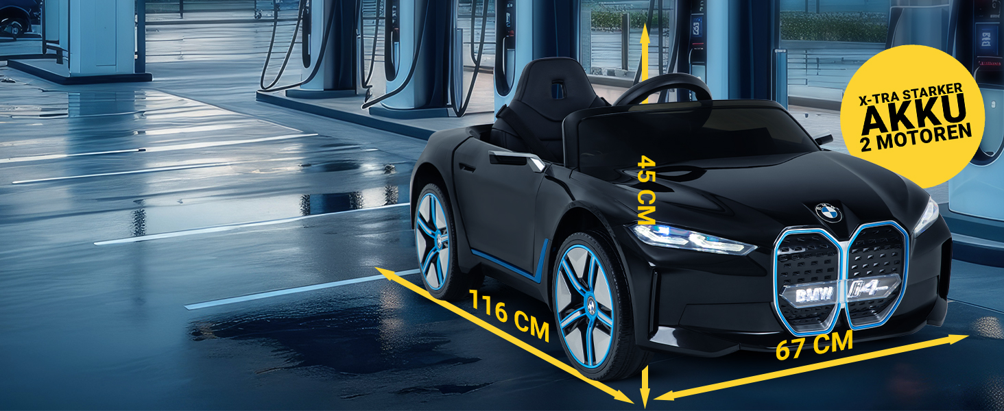 Дитячий електромобіль BMW i4 білий, ліцензійний, з пультом 2,4 ГГц, електроавтомобіль для дітей від 3 років