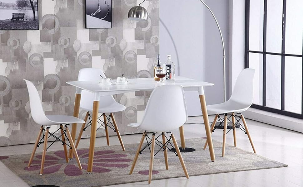 Стол кухонний DORAFAIR, 80x80x72 см, білий, з натурального дерева, скандинавський стиль
