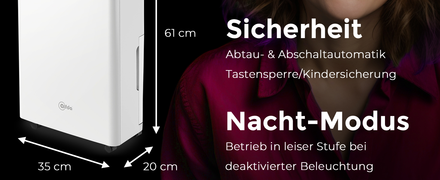 Електричний осушувач повітря AEF2000 - 20 л/день, до 30 м², тихий, з автовимкненням, гігростатом та сенсорним дисплеєм. Ідеально для спальні та ванної кімнати. З керуванням через додаток.