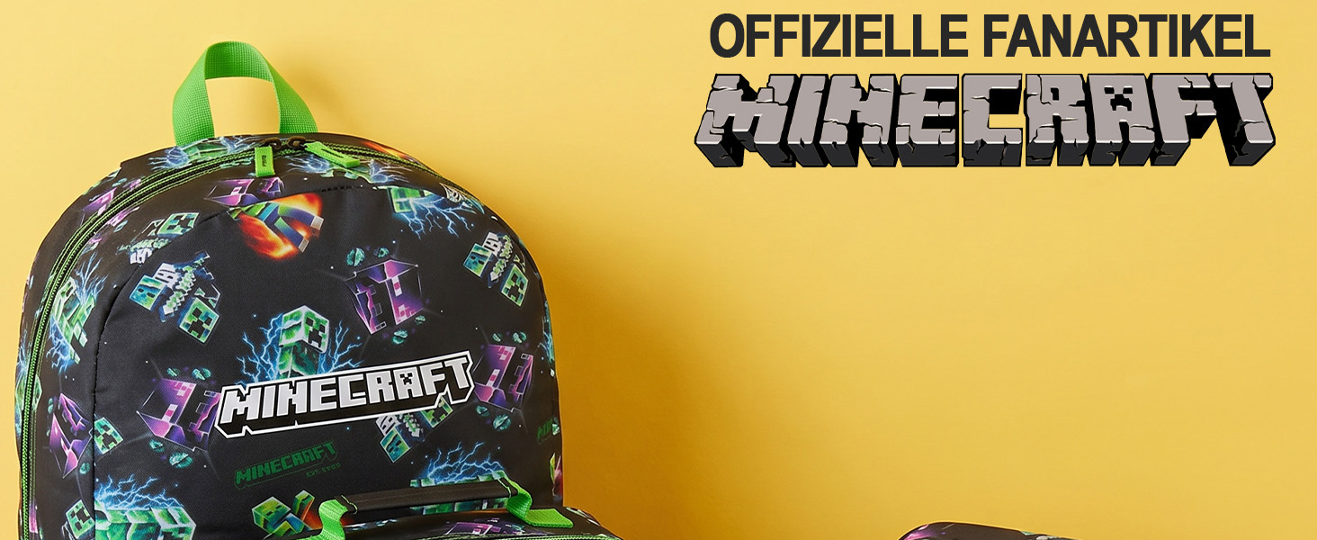Набір шкільних рюкзаків Minecraft Get Trend (3 в 1): рюкзак 46 см з сіткою, пенал та термосумка, ігровий дизайн Creeper, Multi