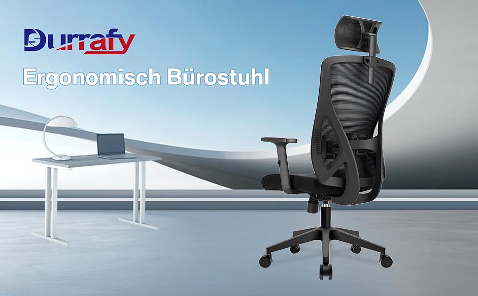 Ергономічне офісне крісло з підголівником та поперековою підтримкою, поворотне, з регульованими підлокітниками, чорне, для дому та офісу