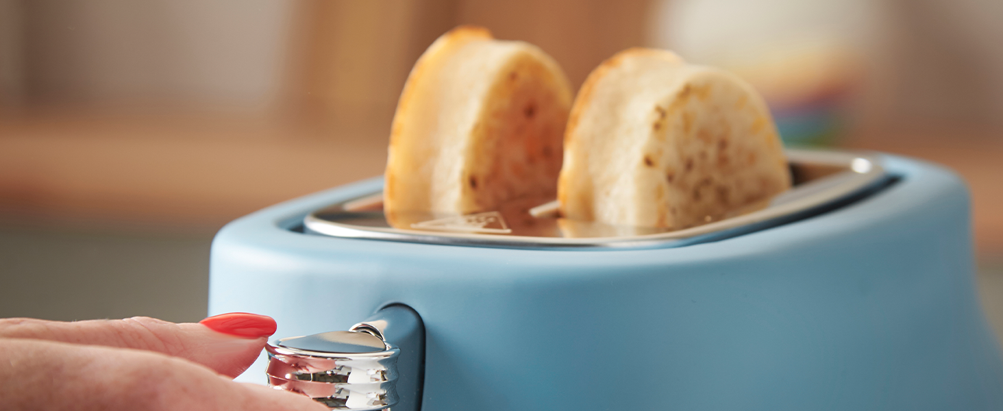 Тостер Russell Hobbs Hanley на 2 тости, блакитний (6 режимів, широкі слоти, розморожування, підігрів, підйом тостів)