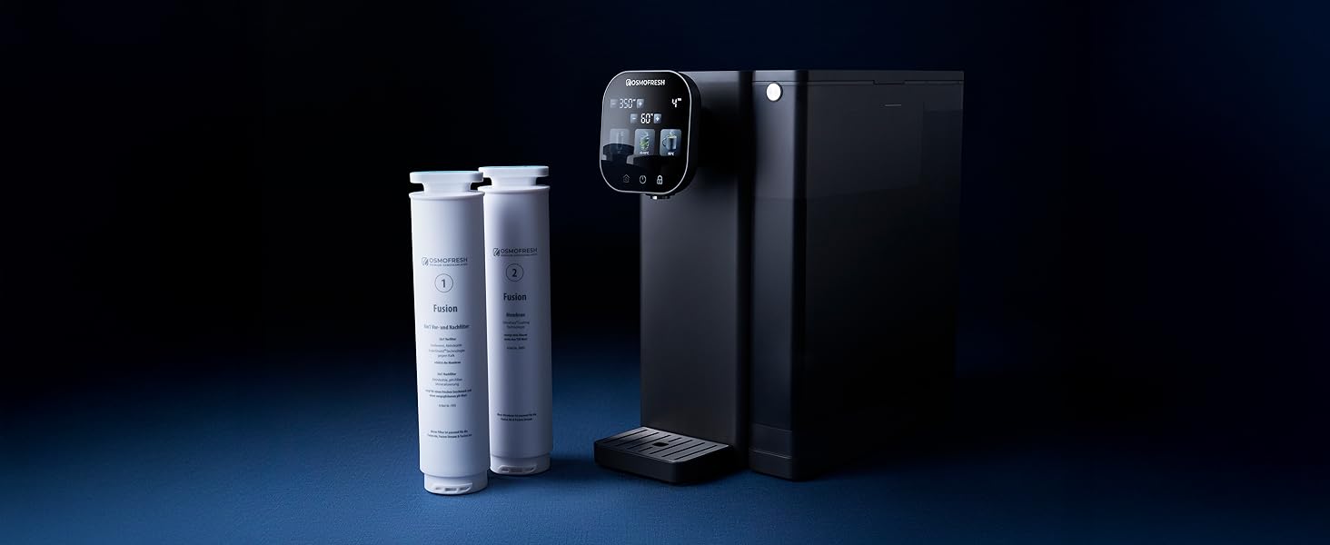 Система зворотного осмосу OsmoFresh Fusion Air настільна | З мінералізацією та УФ-стерилізацією | Гаряча вода | Без встановлення, сертифікат TÜV