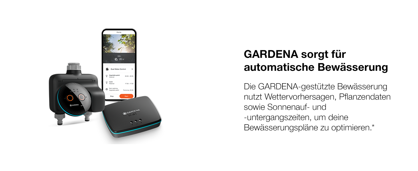 Gardena smart Water Control 19033-20: Система автоматичного поливу для саду з управлінням через смартфон, датчиком вологості та захистом від заморозків