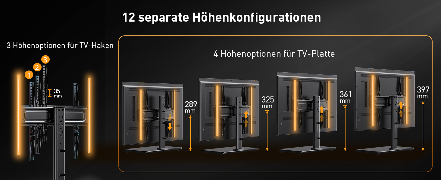 Універсальна підставка для телевізора Perlegear PGTVS49B з LED-підсвіткою, для діагоналі 24–60 дюймів