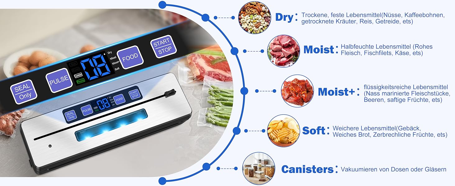 Вакууматор для продуктів 7 в 1 з подвійним швом, професійний вакуумний пакувальник з цифровим таймером, вбудованим різаком та 50 пакетами, сріблясто-чорний