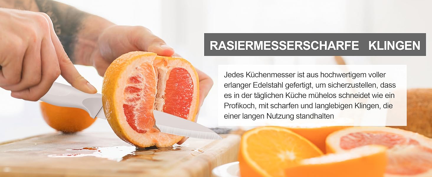 Набір кухонних ножів TEAMFAR з підставкою, 15 предметів, нержавіюча сталь, з точильним каменем, антипригарне покриття, для нарізки, подрібнення, колір хакі