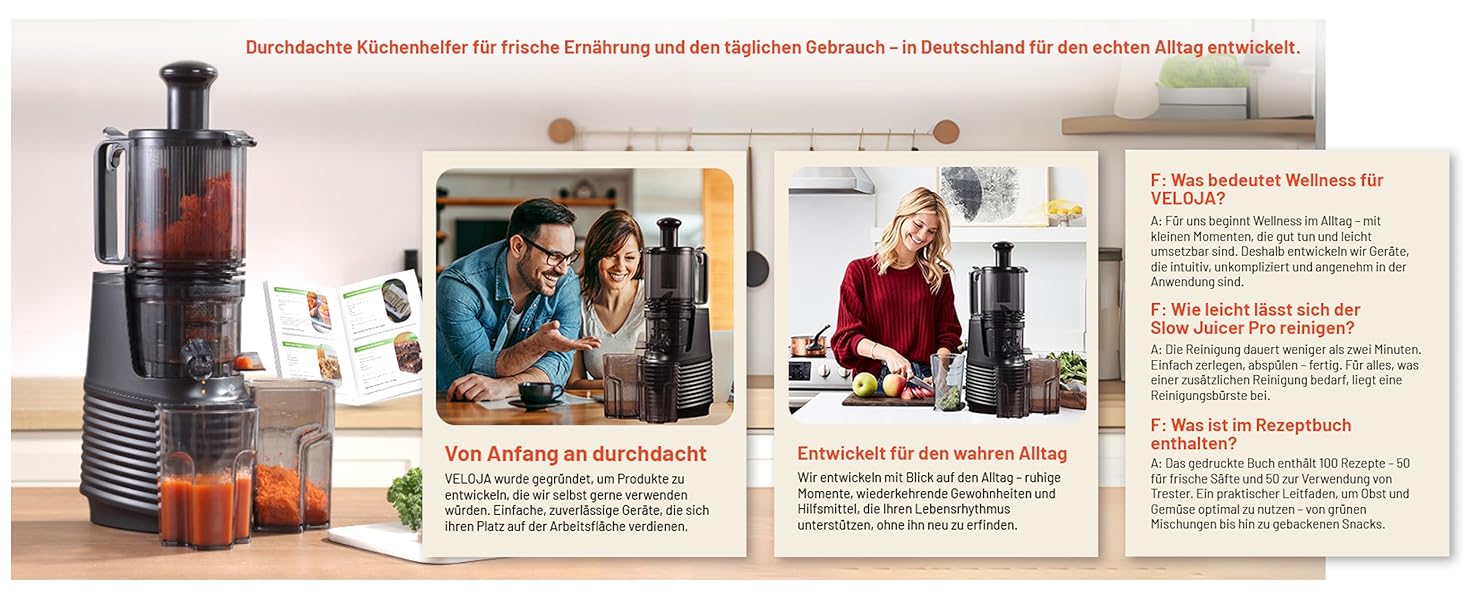 Професійний шнековий соковичавник Slow Juicer Pro для цілих фруктів та овочів – тиха робота, легке очищення, з рецептами