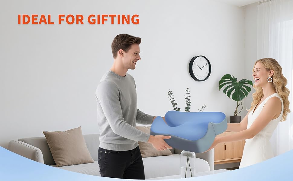 Подушка ортопедична з піни Memory Foam для офісного крісла та автосидіння, дихаючий чохол, синя