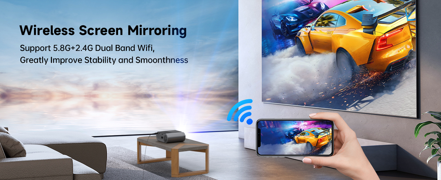 Портативний проєктор Vamvo WiFi 1080P для телефону/планшета/ноутбука/TV Stick