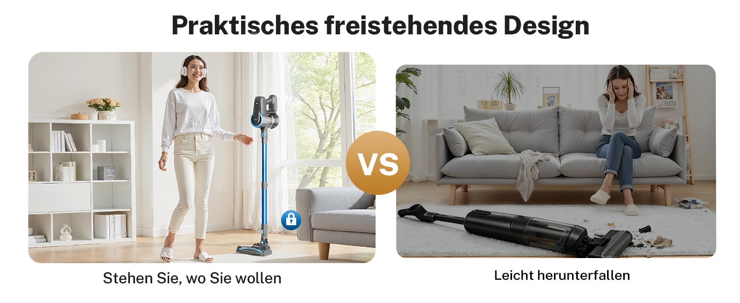 Бездротовий акумуляторний пилосос для дому, 25000Pa, 175W, 50 хвилин роботи, антизаплутана щітка, самостійна парковка, легкий, для килимів, твердих поверхонь, шерсті тварин (блакитний)