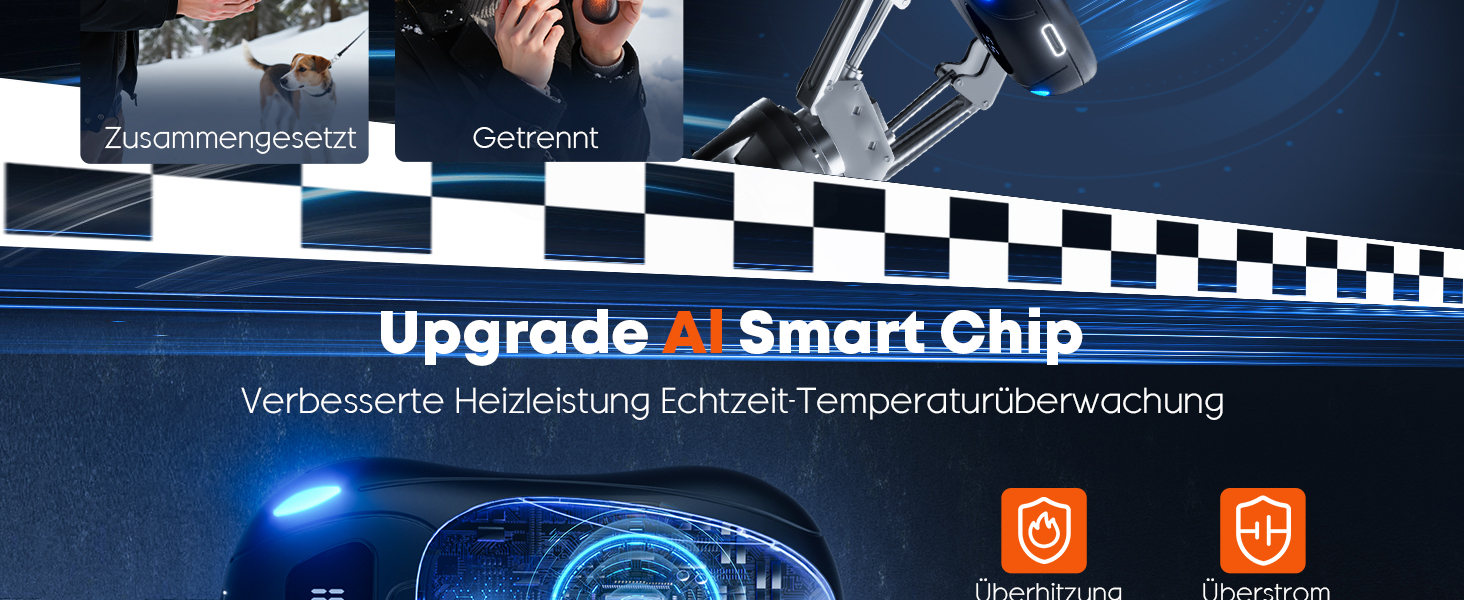 Електричний гріє для рук 2 шт. 12000 mAh з магнітним двостороннім нагріванням та цифровим дисплеєм температури та заряду батареї для відпочинку на природі/кемпінгу, чорний