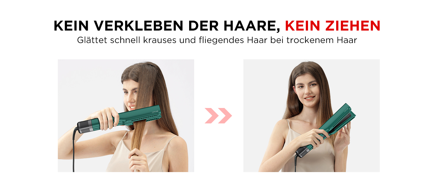 Випрямляч для волосся PARWIN PRO BEAUTY іонний, повітряний, для середнього та довгого волосся (35-75 см), 1200 Вт, темно-зелений