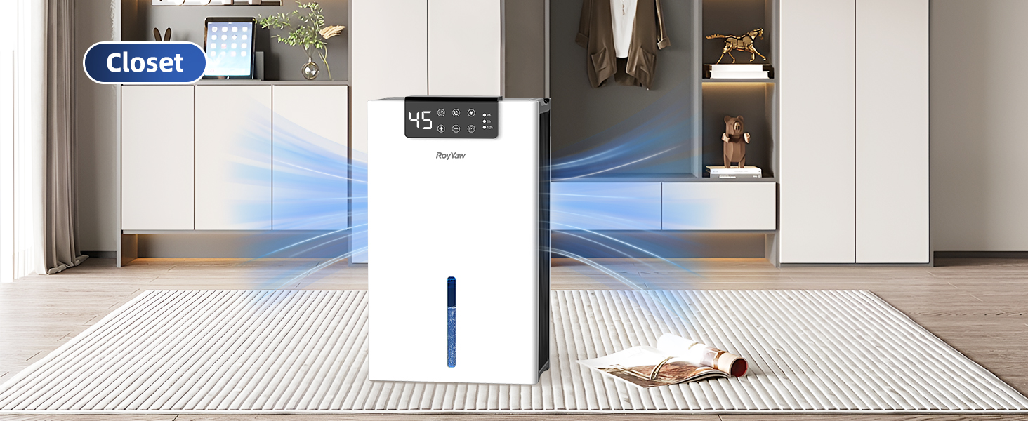 Електричний осушувач повітря 2700 мл з фільтром, тихий (28 дБ), з нічним режимом та 7 кольорами, білий