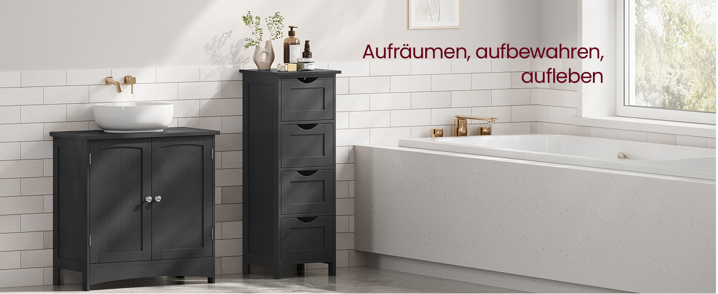 Шафка для ванної кімнати VASAGLE з 4 висувними ящиками, 30 x 30 x 82 см, білий колір, для ванної, вітальні, кухні, їдальні, сучасний дизайн