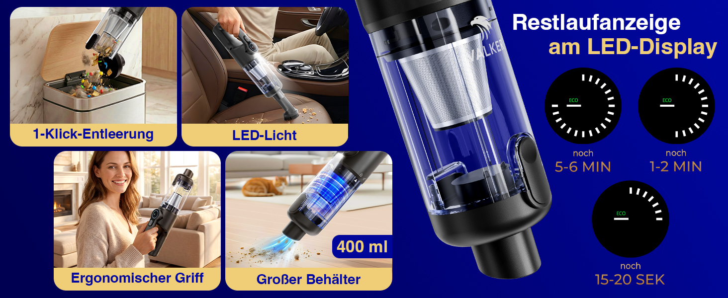 Акумуляторний ручний пилосмок Mastergrip 2-в-1 з функцією обдува, потужність 80000 RPM, мийний HEPA-фільтр, бездротовий пилосос для авто та дому, колір антрацит