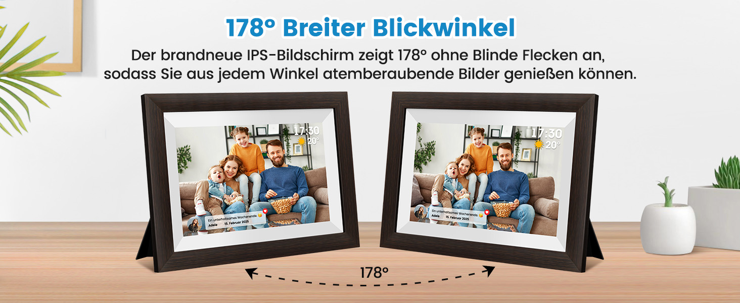 Цифровий фоторамка Mejasg 10.1 дюйма з Wi-Fi, 32GB, IPS сенсорний екран, автоповорот, для фото та відео, з дерева