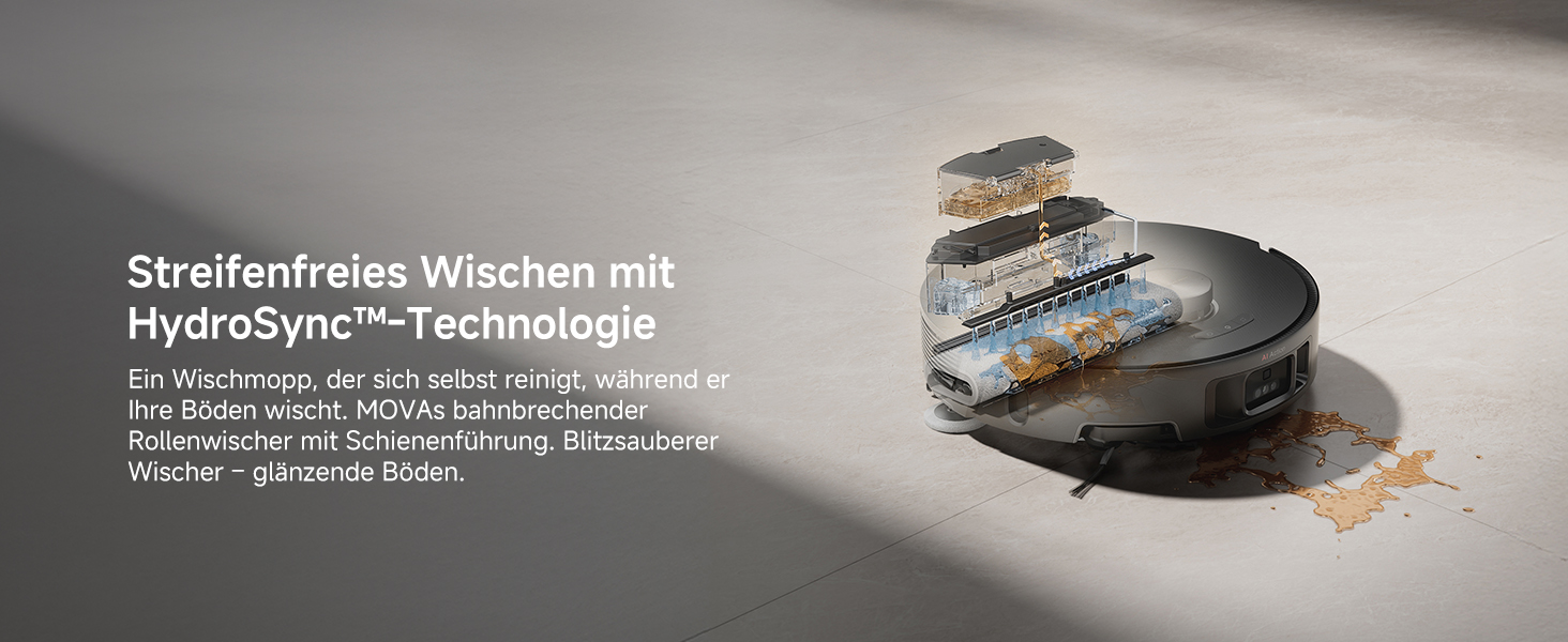 Робот-пилосос Mova Z50 Ultra з функцією миття підлоги, 19000 Па, 18N тиск, Lift-Mop, щітка, Tricut, DToF+RGB AI-уникнення перешкод, 75°C гаряча вода, самоочищення, авто-злив/поповнення