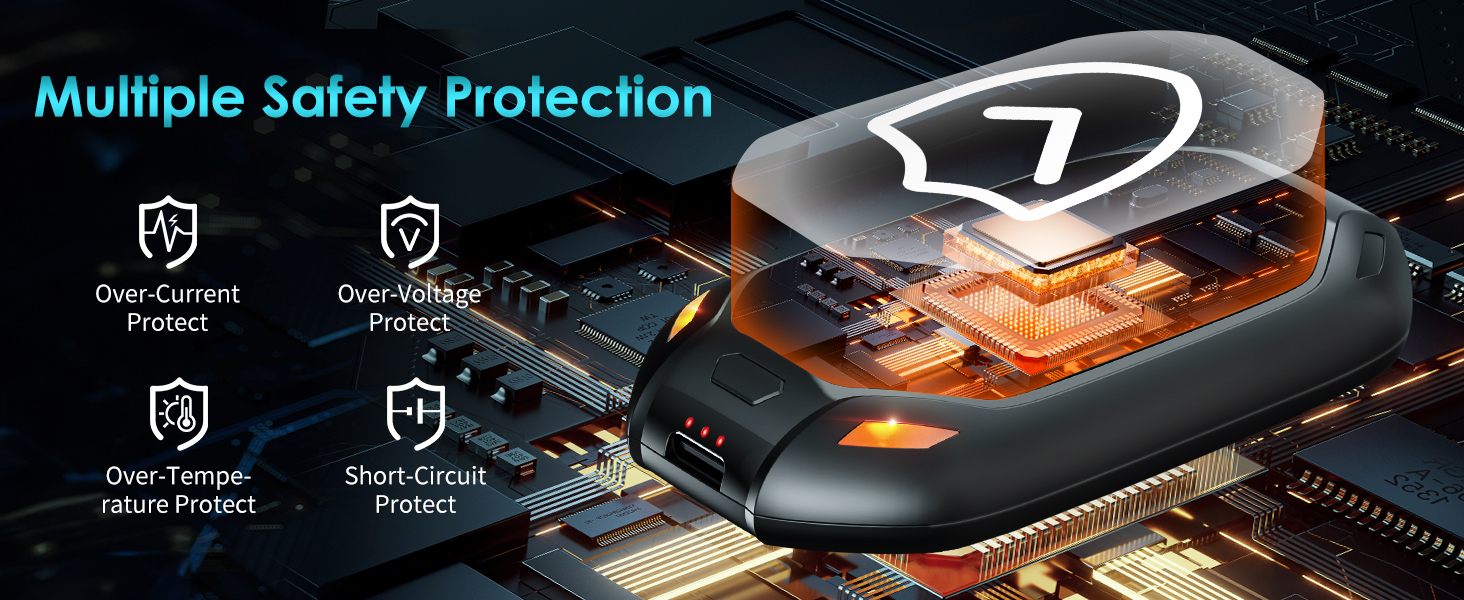 Електричний нагрівач для рук, 2 шт. Перезаряджуваний магнітний кишеньковий нагрівач, ультралегкий та тонкий з великою ємністю 6000 mAh, 3 режими нагріву для чоловіків та жінок, для активного відпочинку, гольфу, кемпінгу, чорний 1