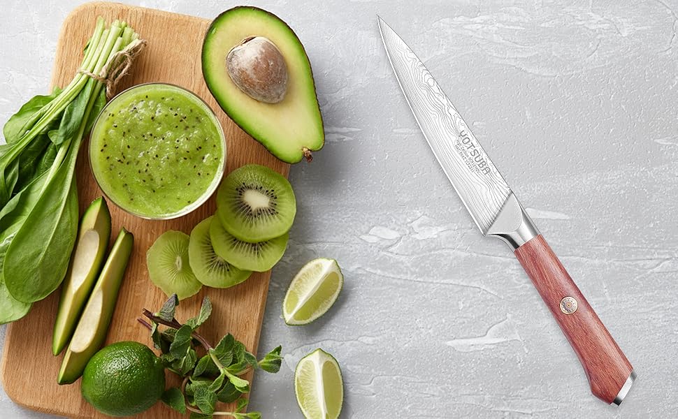 Набір професійних кухонних ножів YOTSUBA з дерев'яним блоком та точилкою, кухонні ножі з нержавіючої сталі, набір кухонних ножів для кухні (універсальний ніж 13 см)