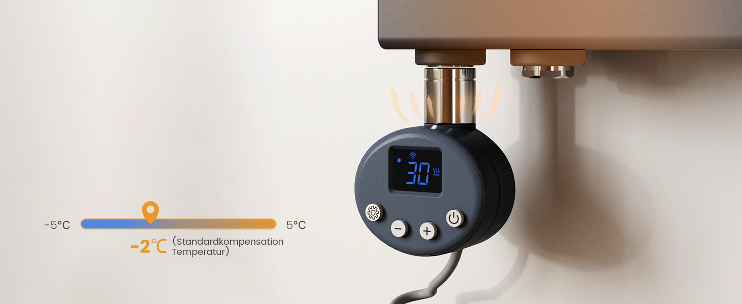 Електричний рушникосушар EMKE з термостатом 1320x500 мм, білий, 800W