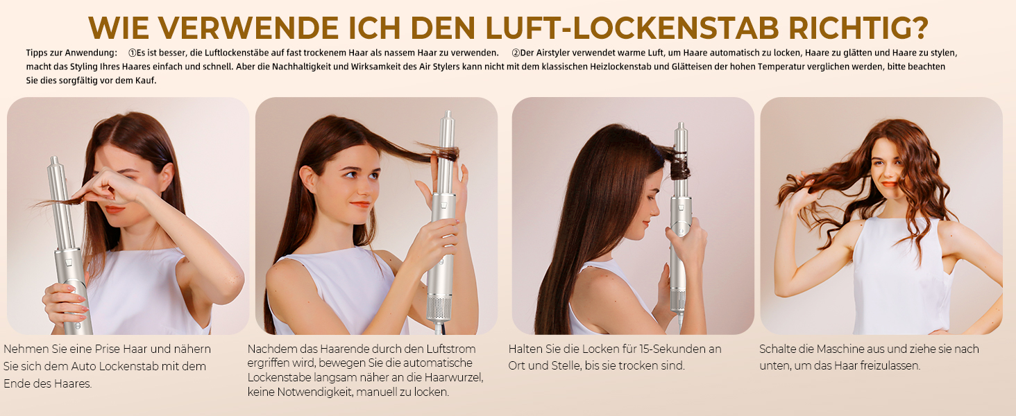 UKLISS Airstyler 5 в 1: Фен-щітка, стайлер для волосся з іонізацією та насадкою для кудрі (Золотий)