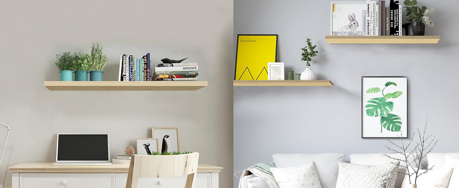 Полиця настінна WOLTU Wandboard для CD, DVD, книг, 120x22.9x3.8 см, чорна - для офісу, вітальні, спальні, кухні RG9315sz