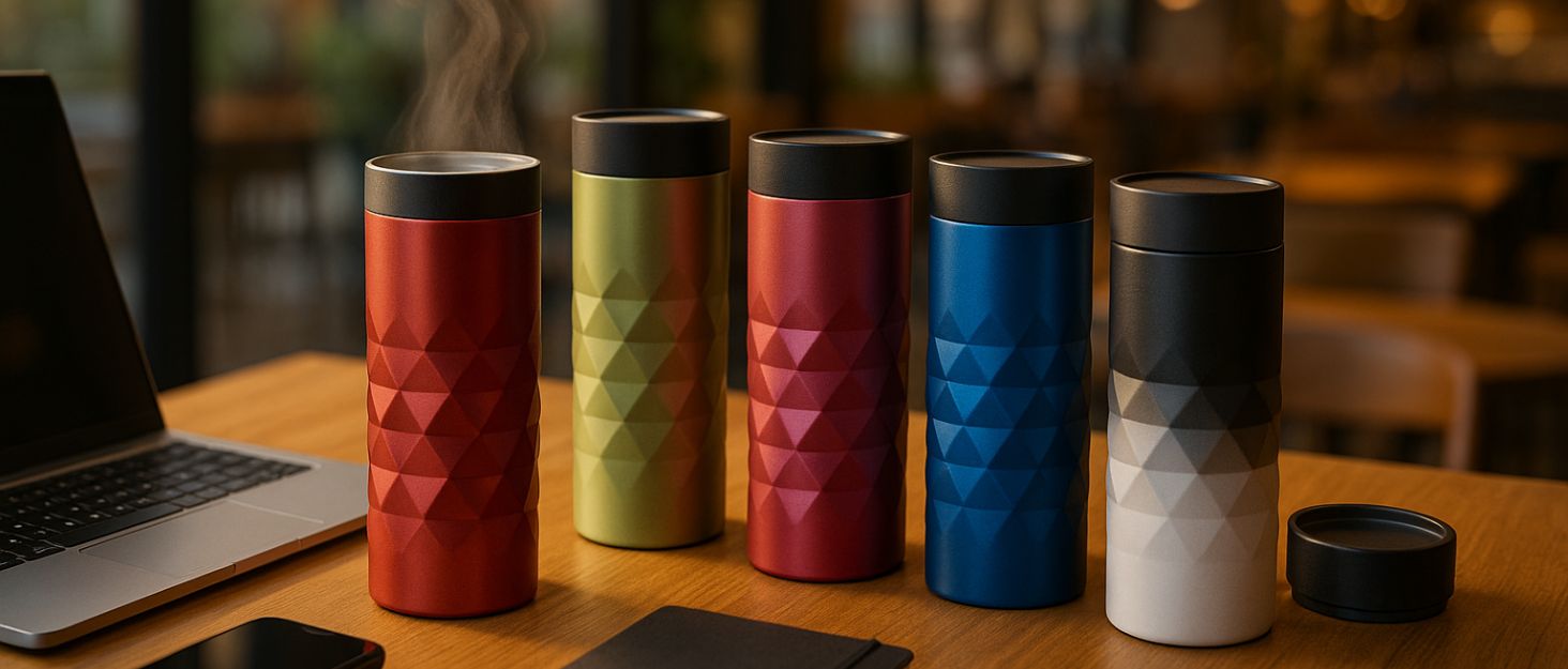 Термокружка Elasto з нержавіючої сталі, 450 мл, з індивідуальною гравіюванням, витримує протікання, термоізольована (Сірий шифер)