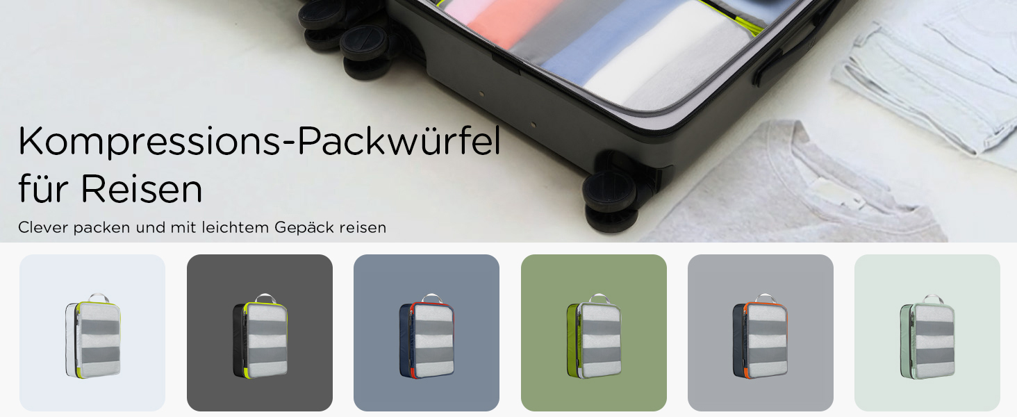 Набір органайзерів для подорожей Cipway: компресійні сумки для одягу та рюкзака, легкі сітчасті пакувальні куби (6 шт), чорний