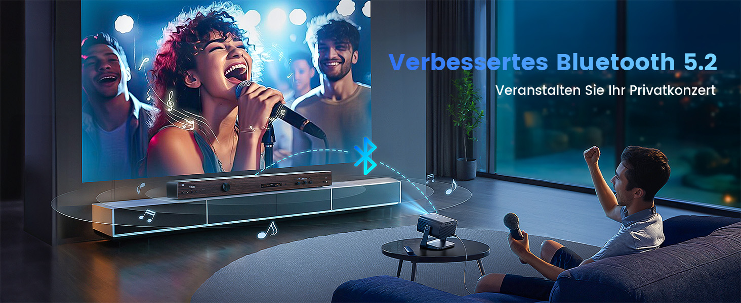 Портативний проєктор Beamer з автофокусом та корекцією трапецеїдальних спотворень, WiFi, Bluetooth, Full HD 1080P, LED, 145°, 50% Zoom, для домашнього кінотеатру та мобільного використання, чорний