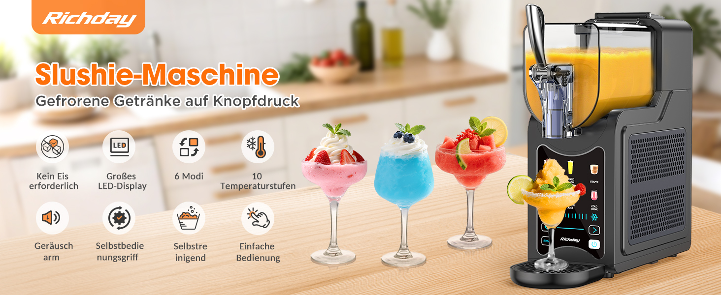 Машина для приготування сляш та коктейлів Richday SL-3025: 2л, 6 програм, LED дисплей, WhisperChill