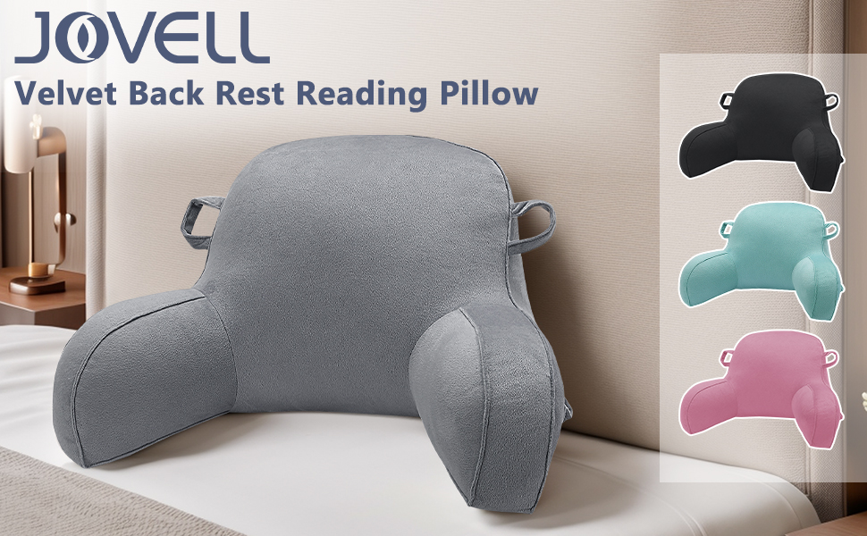 Лежак-крісло для читання, подушка для відпочинку в ліжку для дорослих та дітей, м'яка спинка з підлокітниками, кишенями та ручкою, сірий колір