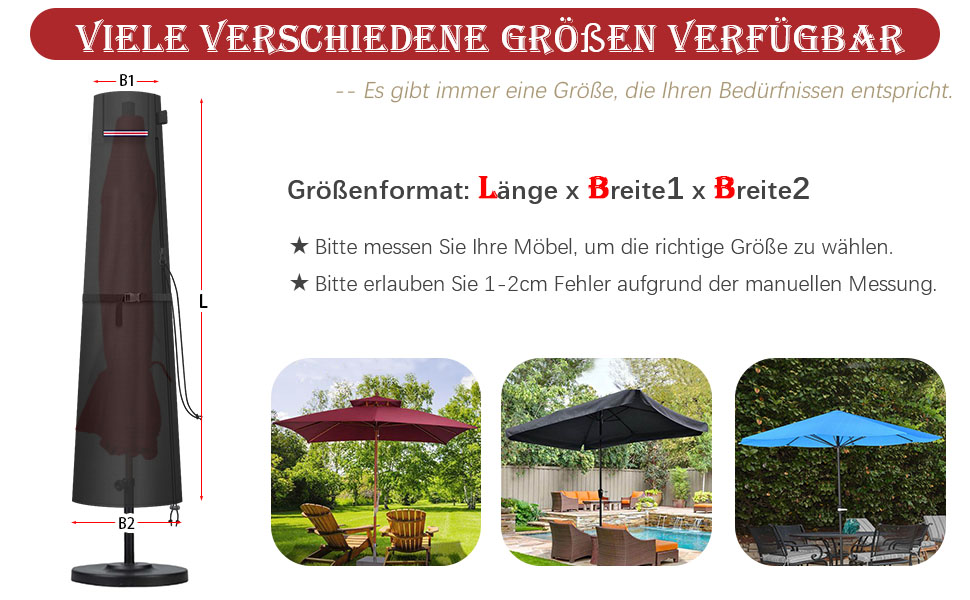 Захисний чохол для парасольки/газонного сонцезахисту LAMUNI, 250x30/50 см, водовідштовхувальний, зимовий, для сонцезахисту 3-5 м