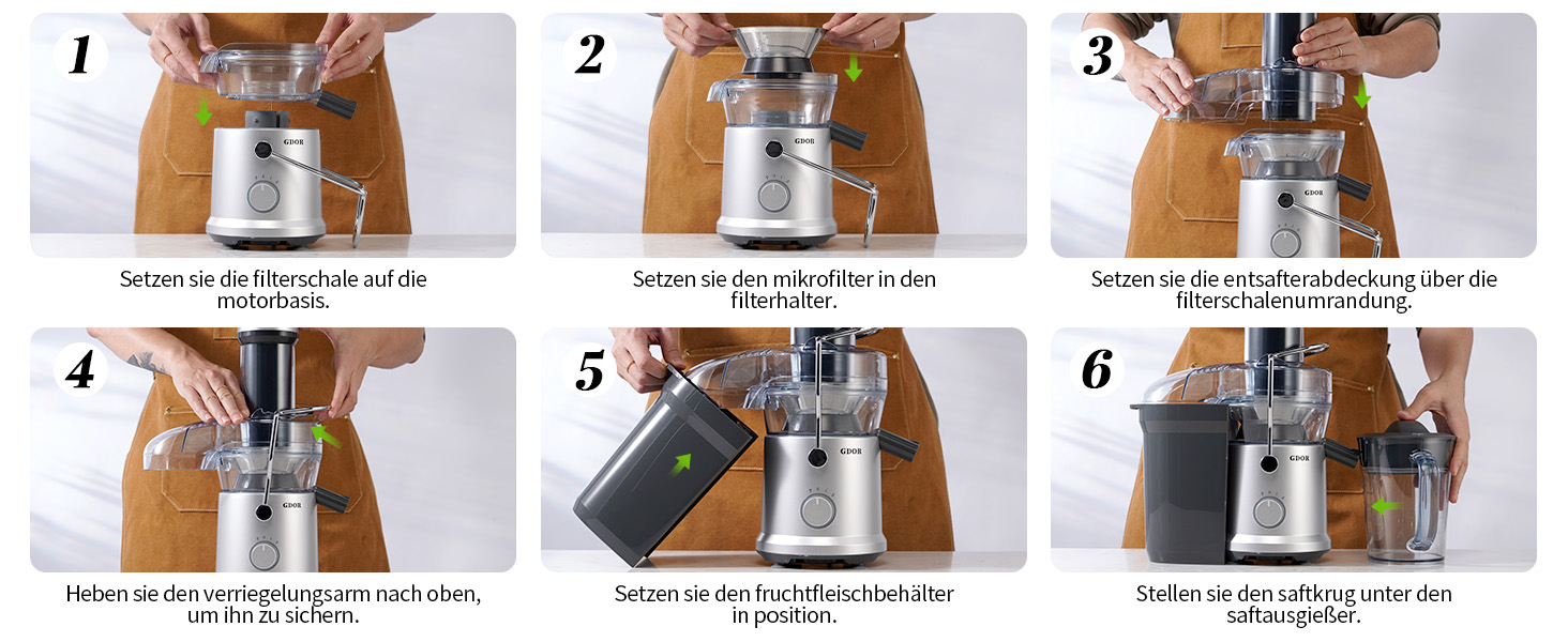 Електричний соковитискач GDOR 1300W для овочів та фруктів, 1250 мл, срібний