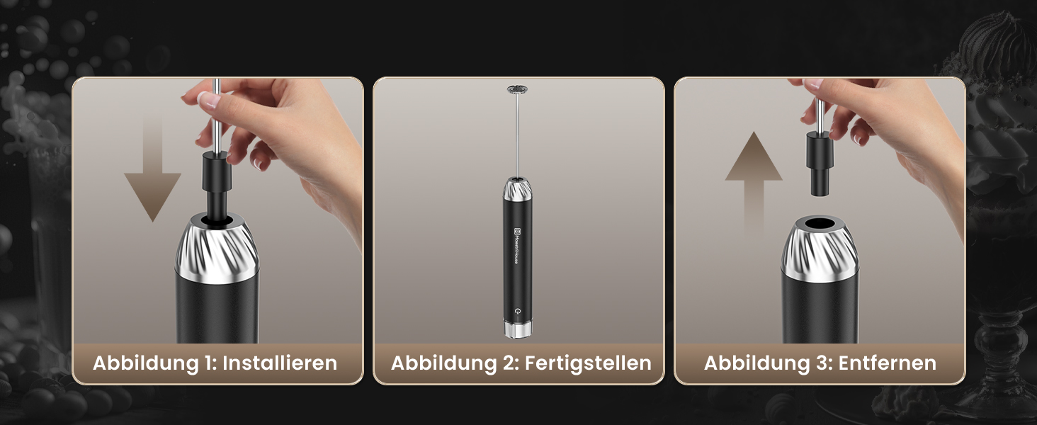 Електричний піноутворювач для молока Maestri House з регулюванням швидкості, знімний металевий вінчик, чорний