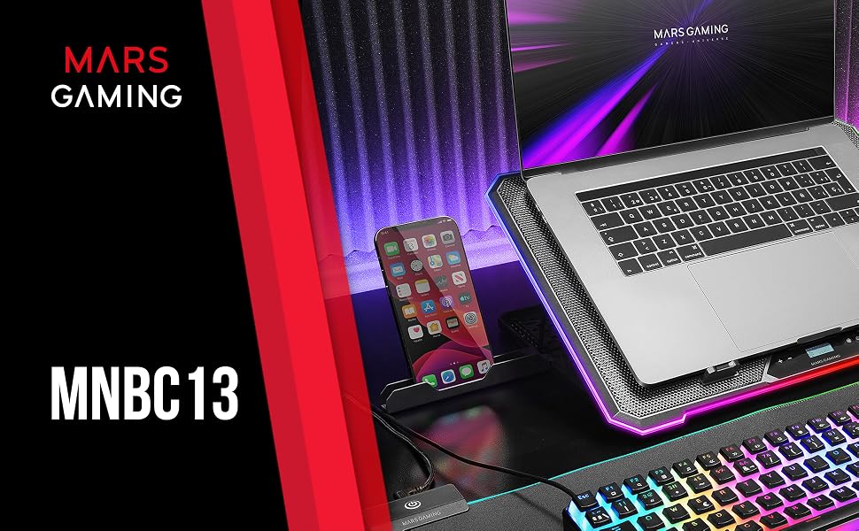 Охолоджуюча підставка для ноутбука Mars Gaming MNBC-Ultra, 140мм вентилятор, RGB Chroma, 5 рівнів нахилу, для ноутбуків до 18