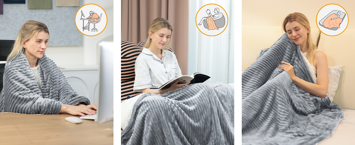 Електрична ковдра ITSHINY 180x135 см з цифровим регулятором, 6 режимів нагріву, таймер 1-10 годин, захист від перегріву, пральна машина, м'який фланель, сірий колір