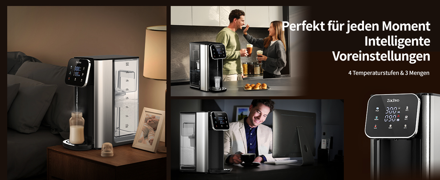 ЗACHVO Дозатор гарячої води UR05-2200W: миттєве гаряче водопостачання, 4 температурні режими, 3 об'єми, 4л бак, компактний та енергоефективний, захист від перегріву, дитячий замок, для кухні та офісу, фільтр з активованого вугілля