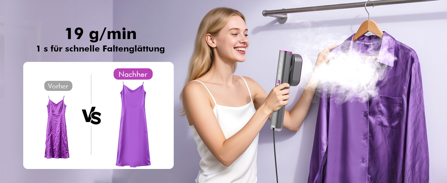 Портативний паровий випрямляч для одягу Stunden - 2 в 1 (праска + випрямляч), 1000 Вт, 110-240V, для подорожей та дому