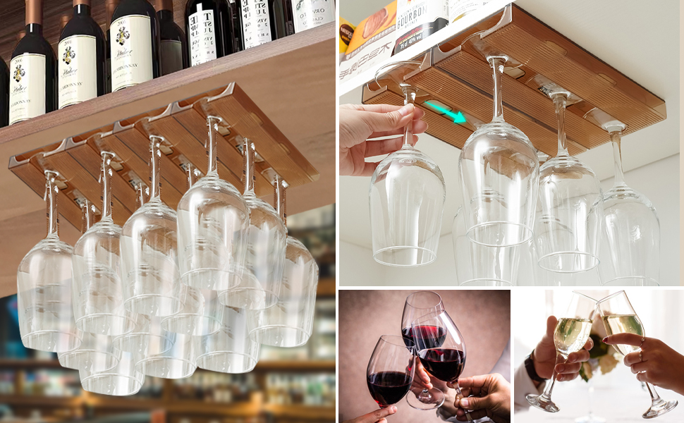 Тримачі для келихів вина Vaisoeny (4 шт), прозорі, для кухні та бару (колір: коричневий, 2 шт в упаковці)