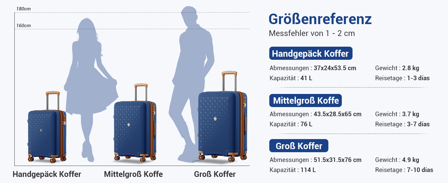 Валіза ручної поклажі KONO з тримачем для напоїв, жорсткий корпус, легкий поліпропілен, розширюваний, 4 колеса, TSA-замок (Темно-синій/Коричневий, M)